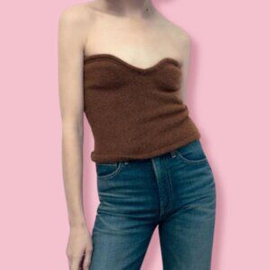 Zara Women's Brown Corset Style Knit Tube Top